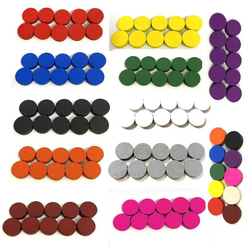 Board Game Catan - 100개, 지름 15*5mm, 다채로운 색상의 나무