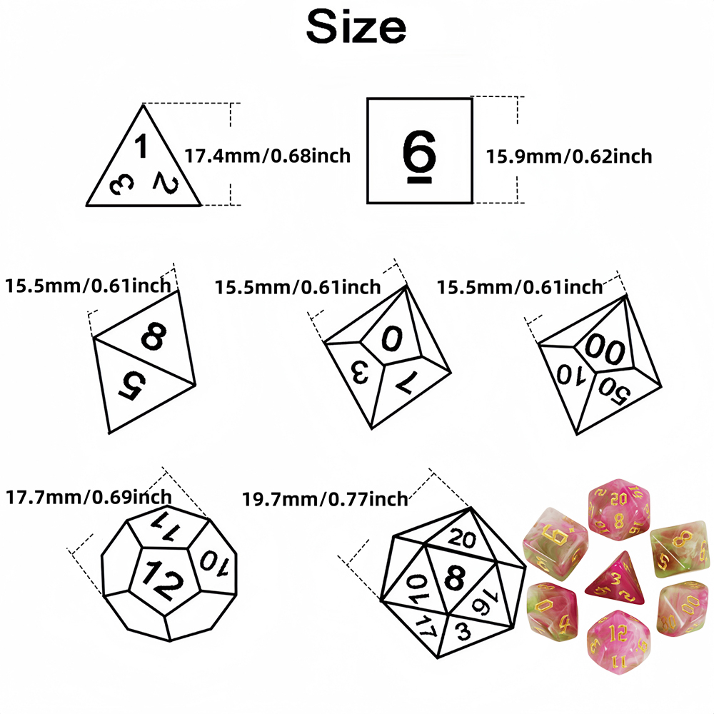 DND 다이스 세트 7개입 D4-D20 다면체 디지털  - Board Game Live 리뷰 및 가격
